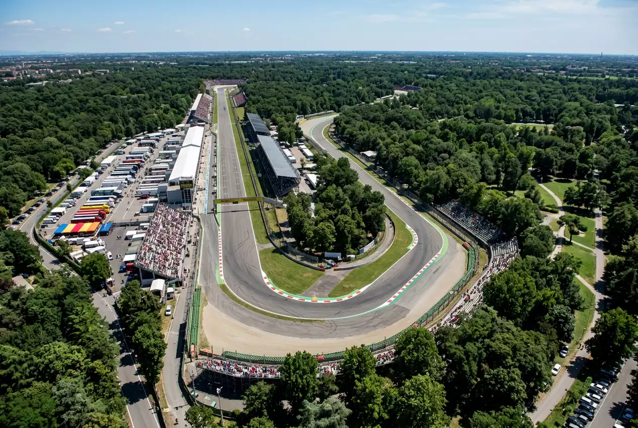 Monza circuit layout showing long straights and chicanes key to Italian Grand Prix betting analysis
